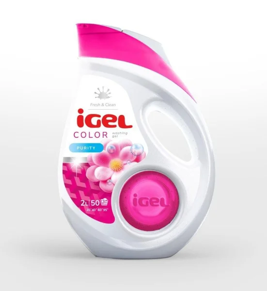 Гель для прання Кольоровий IGeL Fresh&Clean Washing Gel Purity Color Айгель колор Рожеві квіти Ковпачок Дозатор 50прань 2л - 1