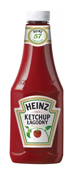 Кетчуп томатний міні Heinz Ketchup łagodny Grown not made 57 varieties Хейнз Соус лагідний мякий Солодкий Пластик пляшка 450г - 1