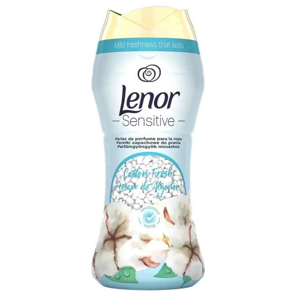 Кондиціонер для прання Парфумований Гранули Lenor Sensitive Cotton Fresh Ленор для Чутливої шкіри Свіжість Бавовни Тубус 210г - 1