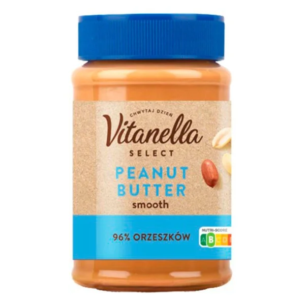Арахісова паста Vitanella Select Peanut butter Smooth 96% Вітанела Селект масло Цільне Гладке Баночка 450г - 1