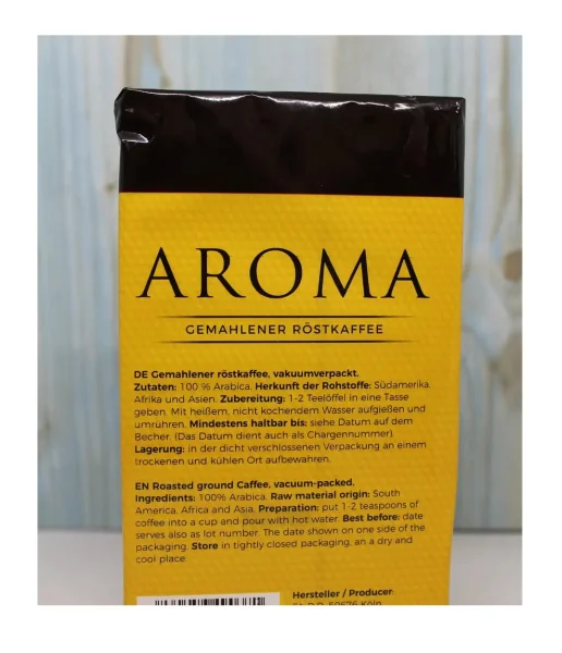 Кава мелена Aroma Gemahlener Röstkaffee ground Coffee Arabica Robusta Арома купаж Арабіки Темна обжарка 500г - 2