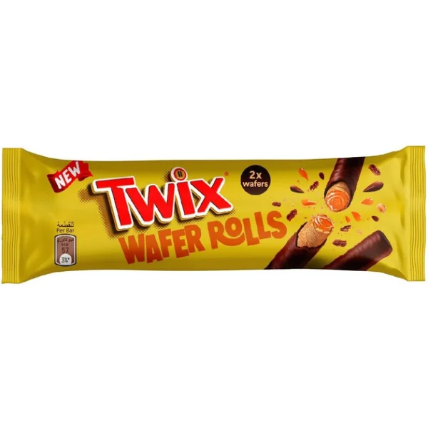 Вафельні трубочки в Шоколаді Twix Wafer Rolls 2x Crispy Rolled Твікс Хрусткі рулетики з начинкою з крему з смаком Карамелі 2шт 22г - 1