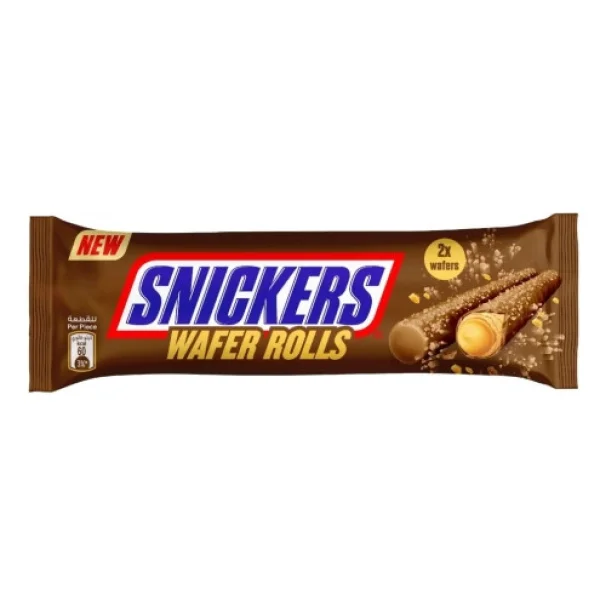 Вафельні трубочки в Шоколаді Snickers Wafer Rolls 2x Crispy Снікерс Хрусткі рулетики з начинкою з крему з смаком Карамелі 2шт 24г - 1