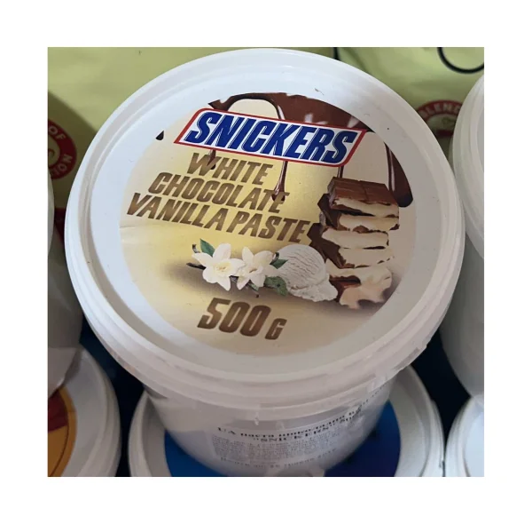 Шоколадно-ванільна паста Snickers White Chokolate Vanilla Paste do Smarowania Снікерс Білий шоколад для Намазування Відерко 500г - 1