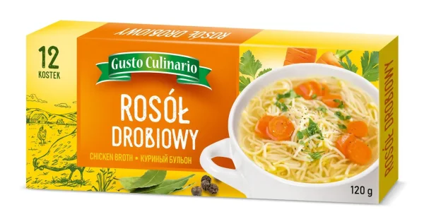 Бульйонні кубики Курячі Gusto Culinario Rosol Drobiowy Chicken Broth Густо Кулінаріо Курячий бульон 12шт 120г - 1