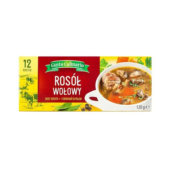 Бульйонні кубики Яловичі Gusto Culinario Rosol Wolowy Beef Broth Густо Кулінаріо Яловичий бульон 12шт 120г - 1