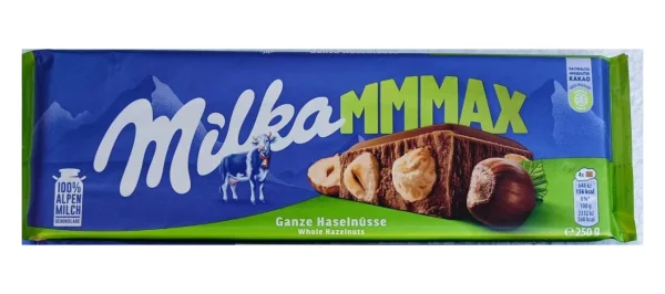 Шоколад молочний плитка Milka MMMAX Whole Hazelnuts Мілка з цільними Лісовими горіхами 276г - 1