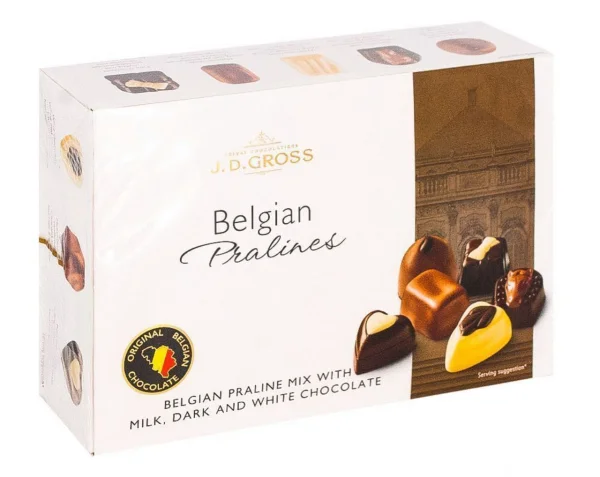 Цукерки шоколадні Бельгійські Асорті J.D.Gross Belgian Pralines Milk&Dark&White Mix Chocolate ЖД Гросс мікс Шоколадів Коробка 360г - 1