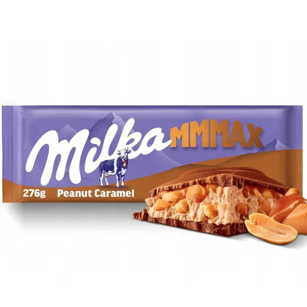 Шоколад молочний плитка Milka MMMAX Peanut Caramel Мілка з цільними горіхами арахісу та Карамель 276г - 1
