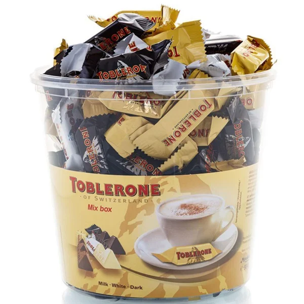 Шоколад Тоблерон Пірамідки Toblerone Switzerland Mix Box White Dark Milk Таблерон Мікс бокс Білий Темний Молочний Відро 113шт 904г - 2
