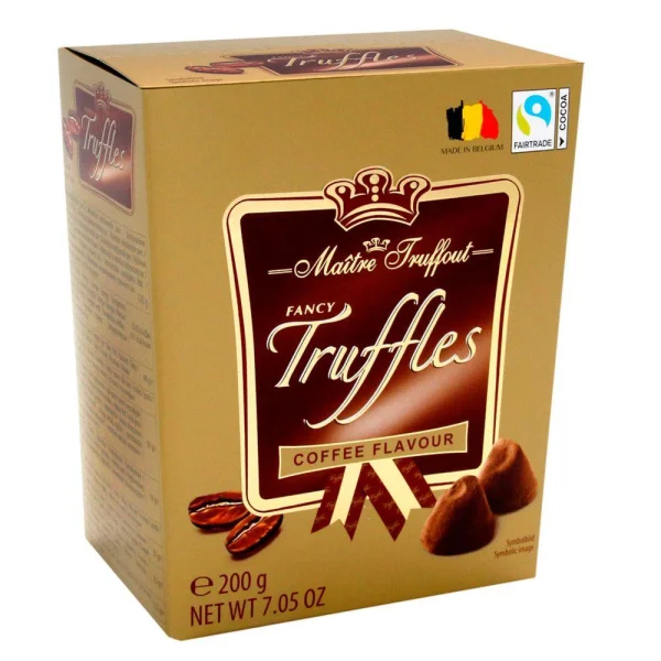 Цукерки Трюфель в Какао Maitre Truffout Coffee Flavour Fancy Truffles Майстер Труффо зі смаком гіркої Ароматної Кави Коробка 200г - 1