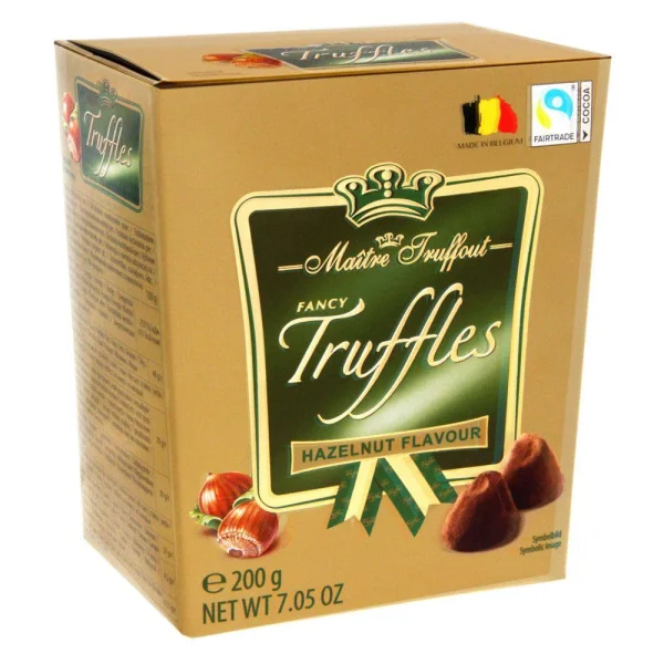 Цукерки Трюфель в Какао Maitre Truffout Hazelnut Flavour Fancy Truffles Майстер Труффо зі смаком Лісових Горішків Коробка 200г - 1