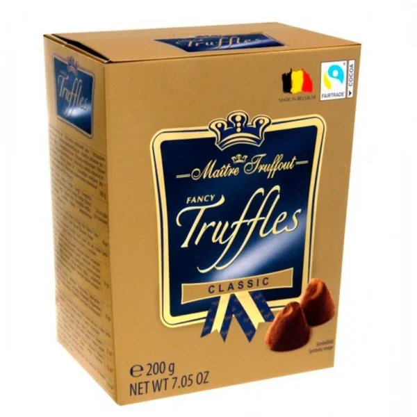 Цукерки Трюфель в Какао Maitre Truffout Classic Fancy Truffles Майстер Труффо класичні зі смаком Ароматного Какао Коробка 200г - 1