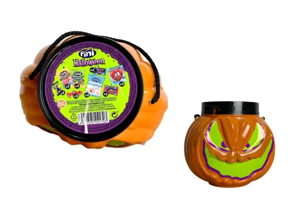 Цукерки Гарбуз на Хелоувін Мікс без глютену Fini Haloween MIX Pumpkin Фіні асорті міні-пакетики Пластик з ручкою 17шт 200г - 1