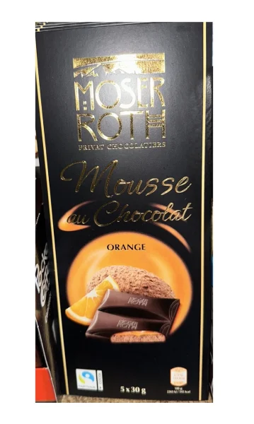 Шоколад екстра Чорний Moser Roth Mousse au Chocolat Orange Мосерот з Апельсином 5шт 150г - 1