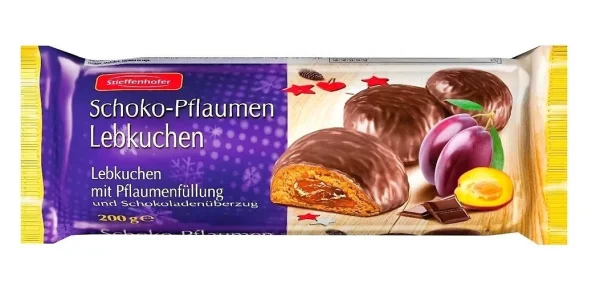 Пряники з Сливовою начинкою та шоколадом Stieffenhofer Schoko Pflaumen Lebkuchen Стіфенхофер шоколадні 200г - 1