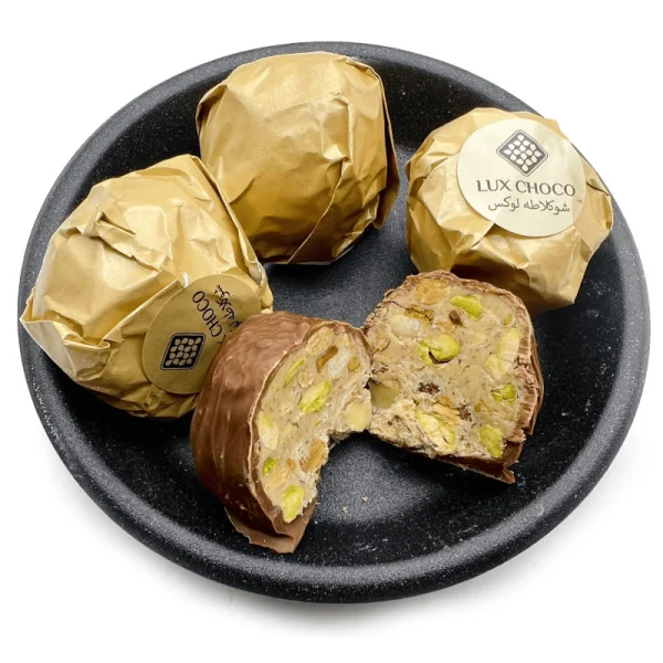 Цукерка Дубайській шоколад Lux Choco 3104 Люкс Чоко з мигдалем та фісташками Обгортка 1шт 50г - 2