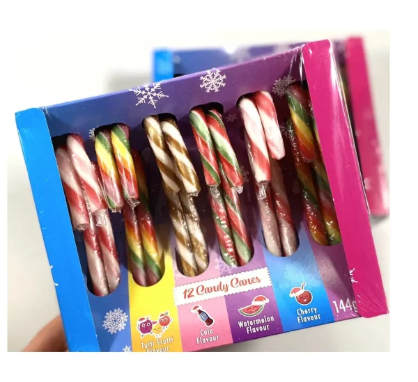 Льодяники Тростинки мікс Beckys 12 Candy Canes Mix Бекіс фруктові 4смаки 12шт Коробка 144г - 1