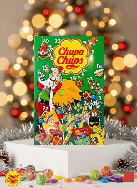 Набір Подарунок Новорічний Адвент календар Chupa Chups Merry Christmas Advent Calendar з смоктальними цукерками та жуйками 180г - 1