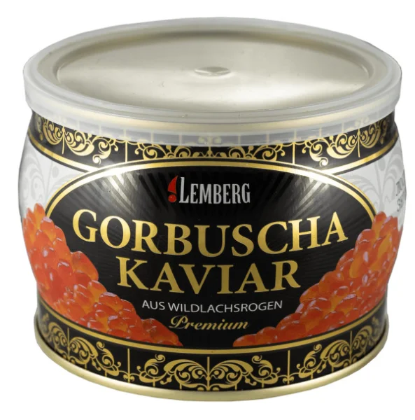 Ікра червона Горбатого Лосося Lemberg Gorbusha Kaviar aus wildlachsrogen Premium Alaska Лемберг горбуша з Аляски Баночка 500г - 1