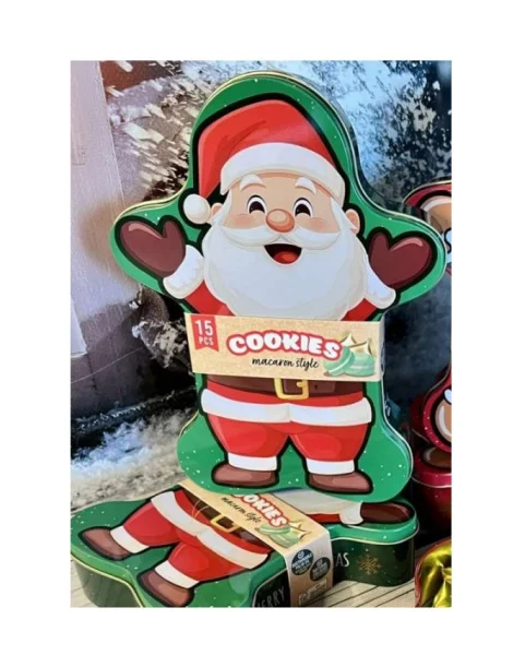 Печиво макаруни Різдвяні Beckys Cookies macaron style Бекіс Святкові в Подарунковій металевій коробці Санта 15шт 92г - 2