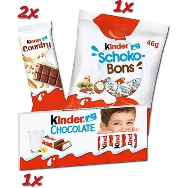 Набір Подарунок новорічний Kinder Mini Geschenktute Bear Кіндер мікс солодощів Пакет з ручками 4шт Ведмедик 193г - 2