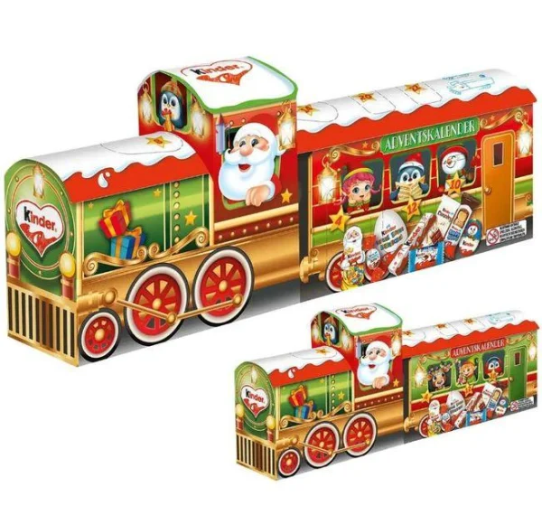 Набір Подарунок Новорічний Адвент 3Д календар Паровоз Kinder Mix 3D-Zug Adventskalender Train Кіндер Солодощі 24шт 226г - 2