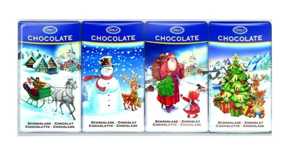 Набір молочних мінішоколадок Новорічний Різдвяний Only mini Chocolates Святковий 4шт 60г - 1