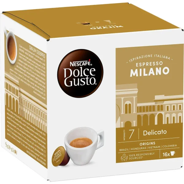 Кава мелена в Капсулах Nescafe Dolce Gusto Espresso Milano Delicato Нескафе Делікатний кремовий 16шт 100г - 1