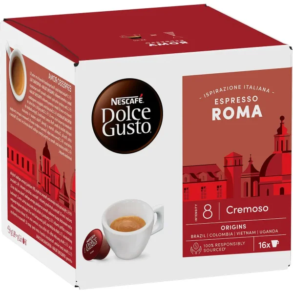 Кава мелена в Капсулах Nescafe Dolce Gusto Espresso Roma Cremoso Нескафе Міцний кремовий 16шт 100г - 1