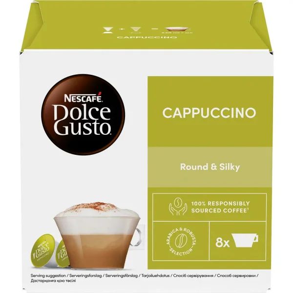 Кава мелена в Капсулах Nescafe Dolce Gusto Cappuccino Round&Silky Нескафе Капучіно Мякість та Насиченість 16шт 8порцій 186г - 1