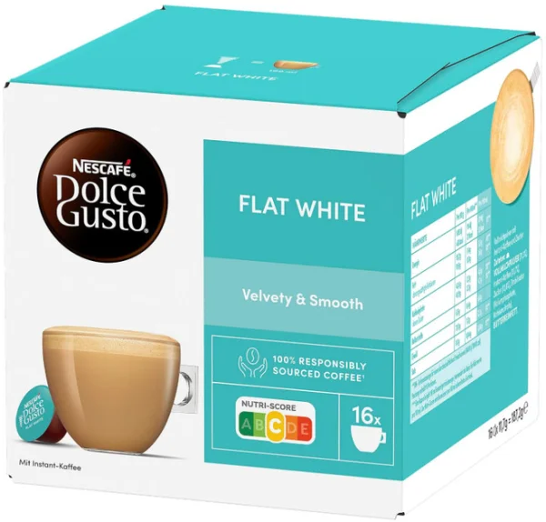 Кава мелена в Капсулах Nescafe Dolce Gusto Flat White Velvety&Smooth Нескафе Флэт уайт Мякість Оксамитовий 16шт 187г - 1