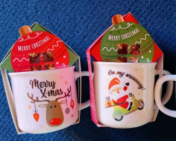 Набір Подарунок Новорічний Чашка та Цукерки Beckys Merry Christmas Merry X-mas Бекіс шоколад праліне Олень 50г - 2