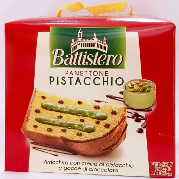 Панеттоне Battistero Panettone Pistacchio Баттістеро Шоколадна крошка з фісташковим кремом Бокс з ручкою 750г - 1
