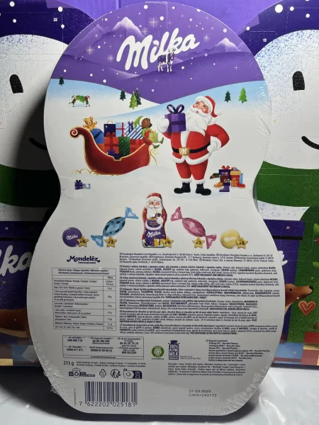Набір Подарунок Новорічний Адвент календар Сніговик Milka Snow Mix Advents kalender Мілка шоколадні цукерки мікс Дитячий 213г - 3