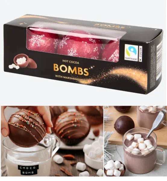 Шоколадні бомбочки-кульки з Маршмеллоу ABS Sweets Hot Cocoa Bombs with Marshmallows для Какао та гарячого Шоколаду 3шт 72г - 1
