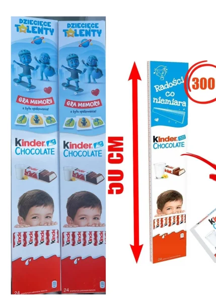 Шоколадні батончики Півметра Kinder Chocolate 50sm Radosci so niemiara XXXL Кіндер Великий 50см з молочним Какао кремом 24шт 300г - 1