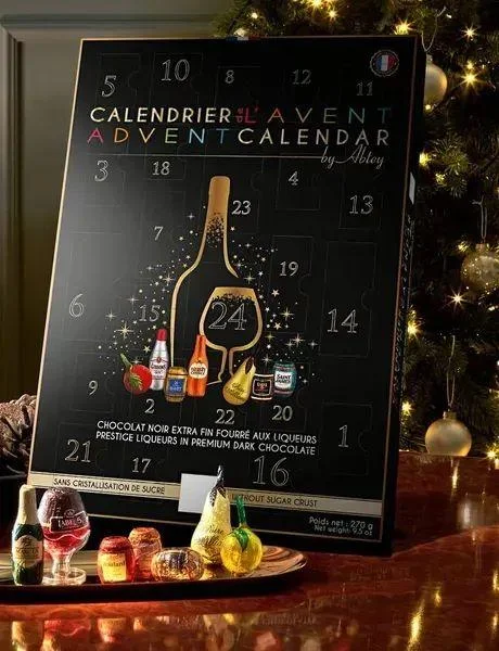 Набір Подарунок Адвент Календар міні пляшечки Abteys Calendrier de Lavent Liqueurs Advent Calendar шоколад з лікерами 24шт 270г - 1