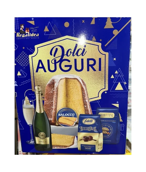 Набір Подарунок Різдвяний Regalidea Dolci Auguri Шампанське Панеттон шоколадні цукерки Кантучіні 4шт Бокс 2500г - 2