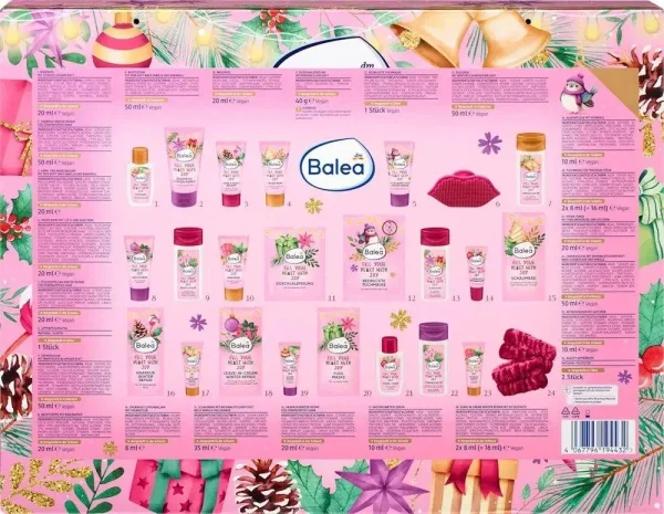 Набір Жіночий адвент-календар доглядової Косметики Подарунок Balea Fill your Heart with Joy Advent Calendar Балеа 24предмети 1200г - 2