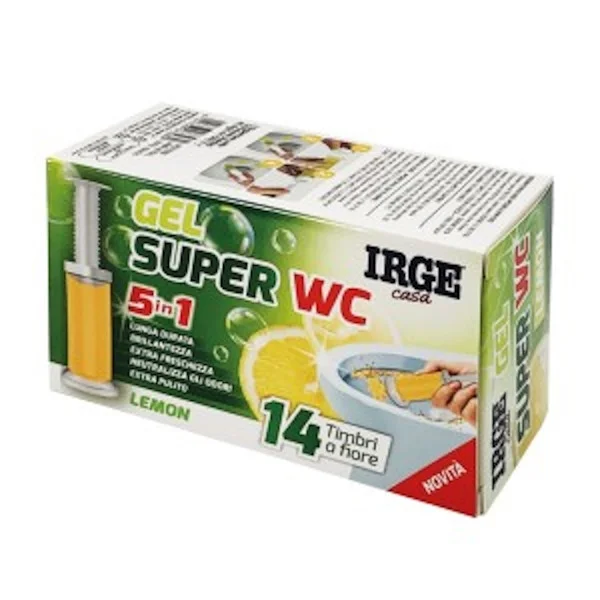 Гелевий Шприц для очищення та свіжості унітазу Irge Super WC Gel Lemon 5in1 Ірге освіжувач для туалету 5в1 14 використань Лемон - 1