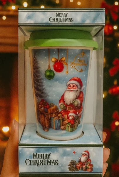 Подарунок Новорічний Кружка Beckys Merry Christmas X-mas Cup Santa Бекіс чашка з малюнками Санта 250мл - 1
