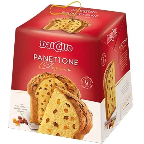 Панеттоне DalColle Panettone Classico ДалКолле Класичний апельсиновою цедрою та Родзинками Бокс з ручкою 750г - 1
