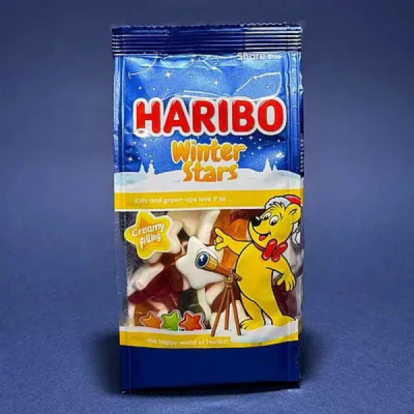 Цукерки желейні Зірочки Haribo Winter Stars Creamy Filling Mix Fruit Харібо Зимові Зірки жувальні Пакет 275г - 3