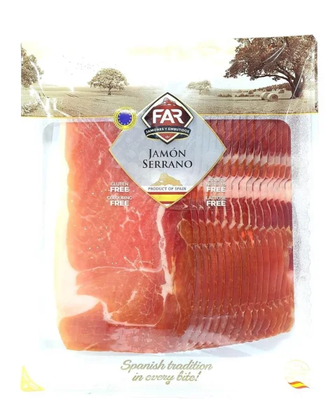 Хамон слайси Мясо іспанська свинина Far Jamon Serrano Фар Серрано Нарізка Блістер без Глютену без Лактози 250г - 1