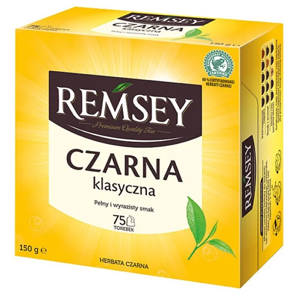 Чай чорний Класичний Remsey Szarna Klasyczna Black Tea Ремсей Повний і виразний смак 75 пакетиків 150г - 1