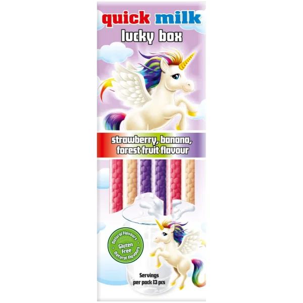 Трубочки для молока Без глютену Felfoldi Quick Milk Lucky Box Mix Фелфолді смаки Полуниця Банан Лісові ягоди 10шт Коробка 60г - 1