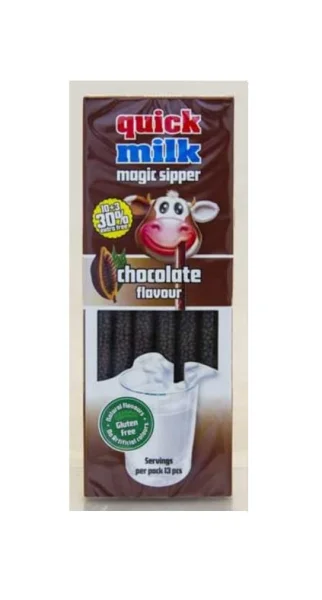 Трубочки для молока Гранули Без глютену Felfoldi Quick Milk Magic Sipper Chocolate Фелфолді смак Шоколадний 10шт Коробка 60г - 1