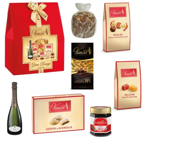 Набір Подарунок Новорічний Італійські продукти Vanoir Gran Rouge Christmas Box Red Вануа Гран Руж для Вечері 7шт Бокс 2600г - 2