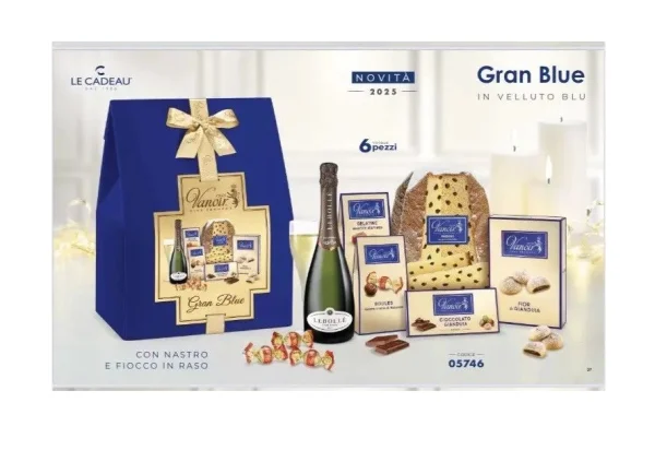Набір Подарунок Новорічний Італійські продукти Vanoir Gran Blue Christmas Box Вануа Гран Блу для Вечері 7шт Бокс 2600г - 1